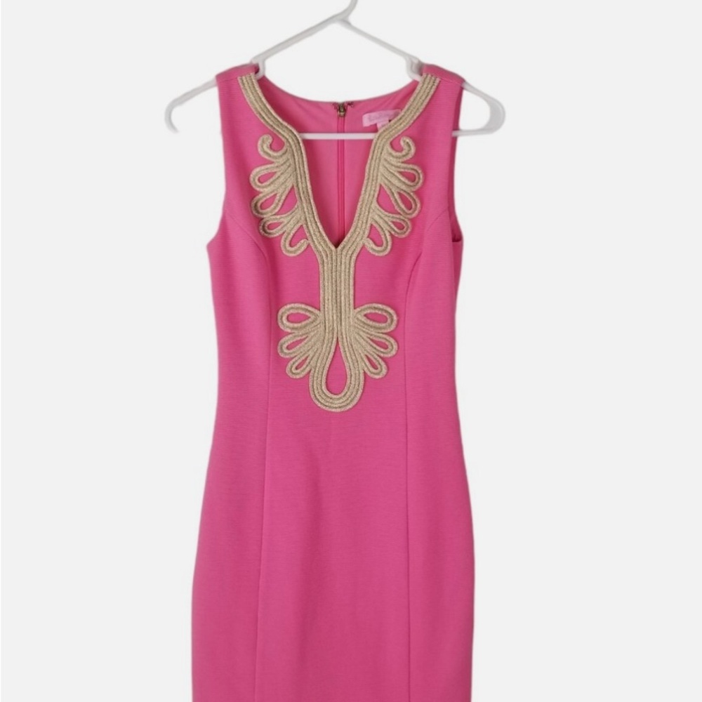 Lilly Pulitzer Janice Shift Dress in pink and gold